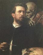 Arnold Bocklin self portrait with death playing the fiddle Spain oil painting artist